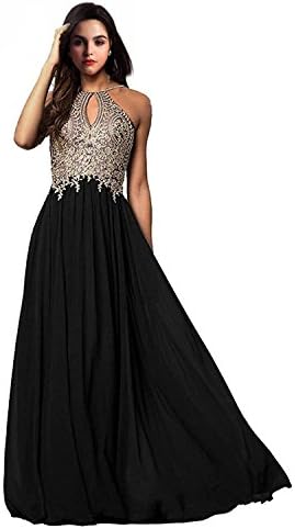 FeliciaDress Prom Dresses Halter Chiffon Applique Long Women Formal Evening Gowns 2018 FD023