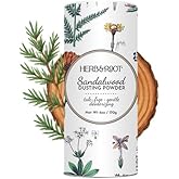 Sandalwood Talc-Free Dusting Powder with Arrowroot, Oats, Zinc & Magnesium - Body & Foot Powder for Women, Chafing & Deodorizing (Sandalwood)