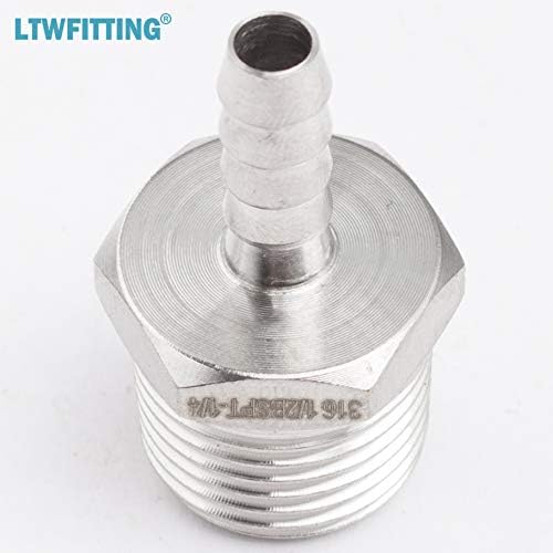 LTWFITTING Stainless Steel 316 Barbed Fitting Connector 1/2-Inch Male BSPT x 1/4-Inch(6mm) Hose Barb Fuel Gas (Pack of 25) - Image 3
