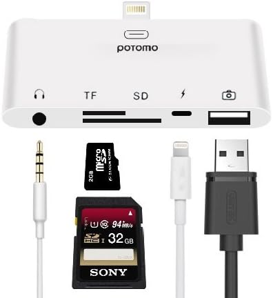 5-in-1 Camera Connection Kit (No need APP) USB Stick, SD, Mini SD SDHC Card Reader 3.5mm audio adapter, charging, Compatible with iOS Phone/Tablet like iPhone 5s 6 6s 7 Plus iPad Air Mini