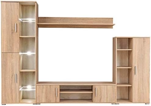 Tuduo Pared Equipada Puerta Tv Con Luces Led Roble Sonoma Diseno