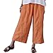 Aeneontrue Women's Casual Linen Wide Leg Pants Trousers with Elastic Waist (Large, Style2_Orange)