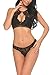 ADOME Women Sexy Lingerie 2 Piece Lace Babydoll Bra and Panty Sets Mini Sleepwear