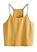 SheIn Women's Summer Basic Sexy Strappy Sleeveless Racerback Crop Top Yellow Small