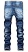 Men's Blue Skinny Ripped Destroyed Distressed Slim Fit Fashion Denim Jeans Pants