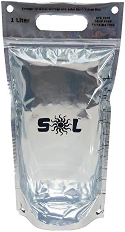 Tortoise GearSOL Water Survivalist Bags – 1 Liter Zip Top Stand Up Water Bag Designed for Solar Water Disinfection. for Outdoors, Camping, Emergency Preparation, Survival Kits, and Bug Out Bags