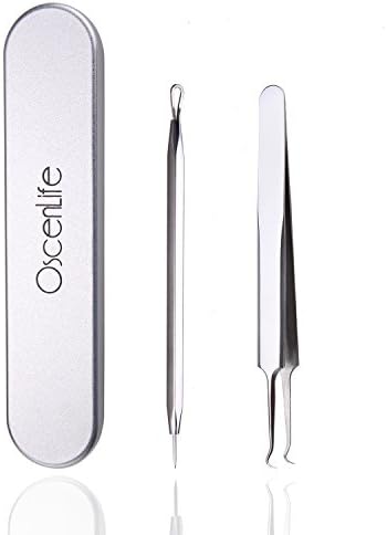 Professional Blackhead Remover Kit Curved Tip and Pimple Comedone Extractor Tools - Treatment for Acne Comedone Whitehead Pimples Zits Spots Ingrown Hairs