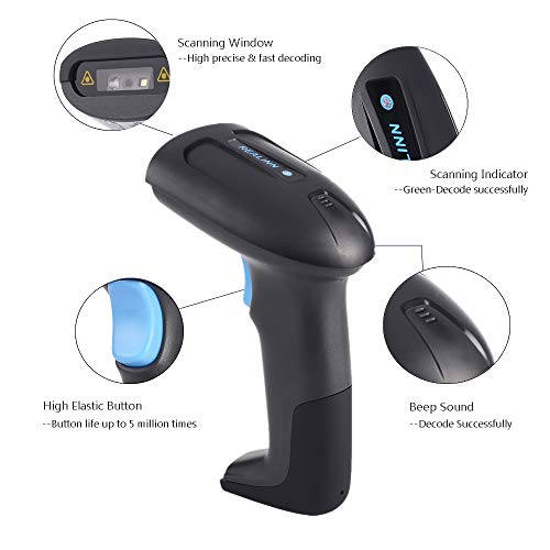 REALINN Wireless Barcode Scanner 1D 2D QR Code Scanner USB Rechargeable