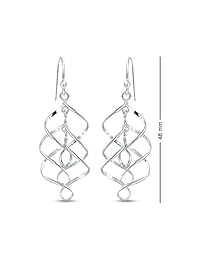 Charmsy Sterling Silver Jewelry Infinity Knot Twist French-Wire Drop Dangle Earrings for Women 48 MM