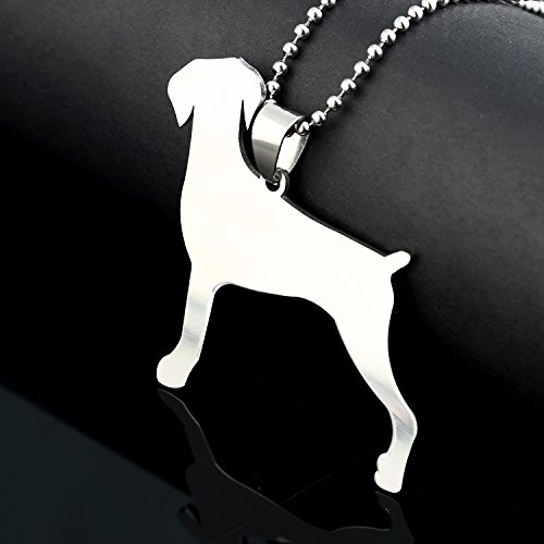 Big Size Stainless Steel Docked Tail Doberman Pinscher Dobie Dog Silhouette Pet Dog Tag Breed Collar Charm Pendant Necklace