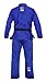 FUJI Lightweight Brazilian Style Jiu Jitsu Uniform, BJJ Uniform with Pearl Weave Fabric Jacket and Bungee Drawstrings, Blue, Size A4