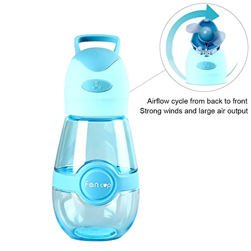 Kids Water Bottle Sport Water Bottle with Cooling Fan Outdoor Water Bottle with Handle for Kids Best Use for Outdoor Activities, School, Gym - Thumbnail 2