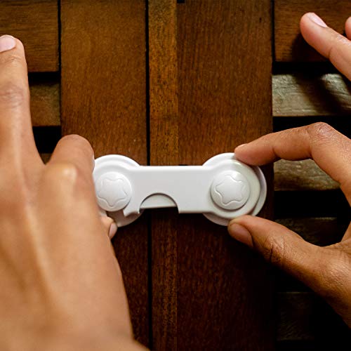 Cabinet Locks Child Safety Latch - Pack of 10 Baby Proof Cabinet Latches - C hildproof Sliding Adhesive Lock for Cupboards, Cabinets, Sliding Doors, Drawers or Many Other Furniture & Appliances - Thumbnail 7