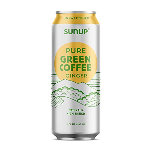 Sunup Pure Green Coffee, Unsweetened Ginger, Made Smooth & Strong From Raw "Green" Coffee Beans, Naturally High Energy & Antioxidants, 12 Pack