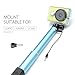 Wired Selfie Stick, BlitzWolf Battery Free One Piece Extendable Monopod with Universal Phone Holder for iPhone 5s 6 6s Plus, Samsung Galaxy S5 Note 4 Note 5 Android (Golden)