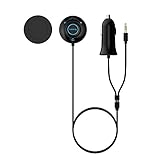 Lumsing Bluetooth 4.0 Handsfree Car Kit Receiver For Cars with 3.5mm Aux-In Jack, Wireless Calling & Music Streaming, Multi-Point Access, Noise Cancelling, 10W Dual 2.1A USB Charger + Magnetic Mounts