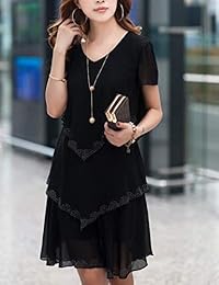 Jenkoon - Blusa de gasa para mujer, manga corta, cuello redondo