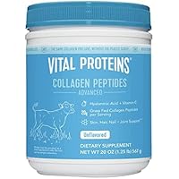 Vital Proteins Collagen Peptides Powder with Hyaluronic Acid and Vitamin C, Unflavored, 20 oz