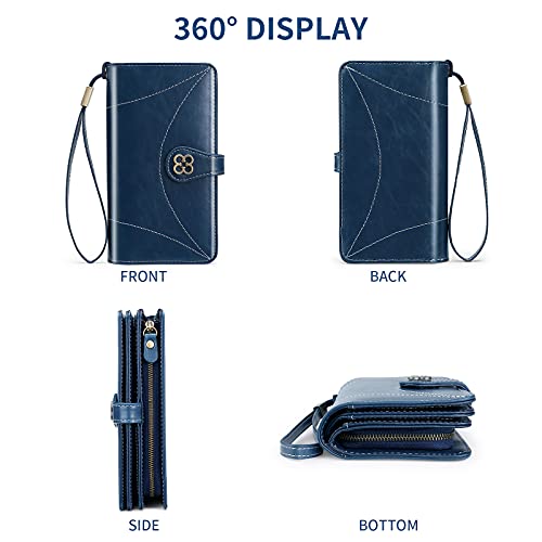 Womens Leather Wallet Ladies Wallets With Rfid Protection Black Large Capacity Trifold Change Purse Checkered Wallet Card Holder Wristlet Wallets For Women Zip Stitch Wallet