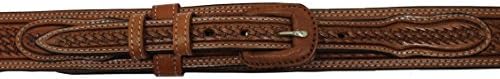 Basket Weave Leather Ranger Belt - Russet 36