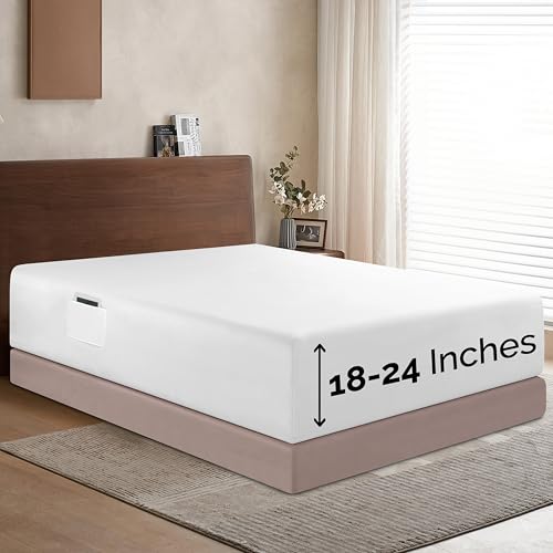 Elegant Comfort 1500 premium hotelkwaliteit 45-61 cm diep - eenpersoons hoeslaken met extra diepe hoeken voor hoge matras, luxe en zachtste, slimme zak - kreukvrij, kingsize, wit