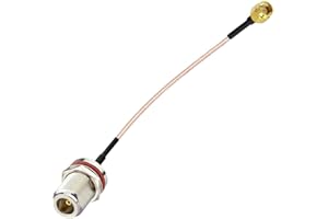 DHT Electronics RF coaxial Coax Cable Assembly SMA Male to N Female Bulkhead 6''