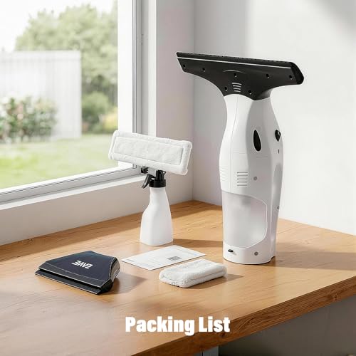 Eave Window Vac Kit, Window Cleaning Equipment with 17cm & 28cm Suction Nozzles, 2000pa Window Vacuum Cleaner Cordless with 45min Battery Life & 270ml Water Tank, Suitable for Windows, Mirrors, WC07