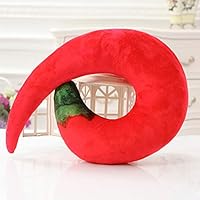 HUIFEIDEYU Kids Creative Irregular Plush Pillows Toy, Emulational U Shape Sleep Pillow Cute Shape Neck Pillow for Travel Home Relaxing and Decoration Red Chilli 40cm