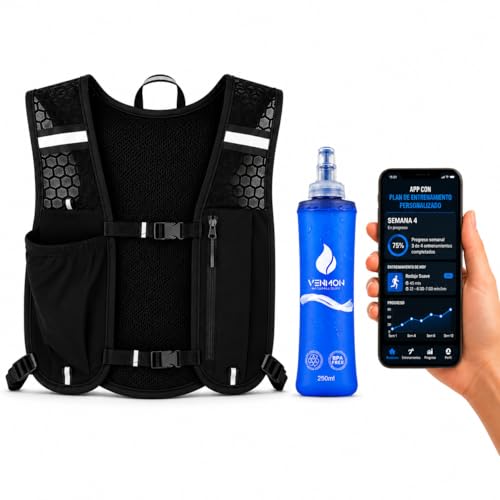 Men's Women's Running Vest with Bottle 250 ml, Ultralight Trail Running Vest, Breathable Running Backpack with Mobile Pocket and Reflective Fit for Running