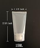 100pcs Empty Cosmetic Tubes 15ml (0.52oz) Toiletry Lotion Bottle, Squeezable Reuseable, Smooth Polish White Plastic with free syringe as Gift!