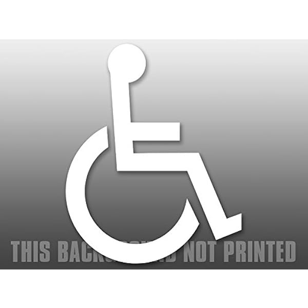 Amazon Com White Vinyl Handicap Wheelchair Logo Window Sticker No Background Automotive