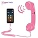 Cell Phone Handset, Retro Telephone Handset 3.5 mm Wired Anti Radiation Noise Reduction Receivers for iPhone, Android Mobile Phones, Smartphone (Pink)