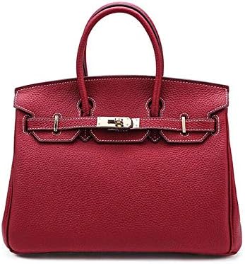 Top unique Women's Padlock Handbag Genuine Leather Top Handle Bag with Gold Hardware