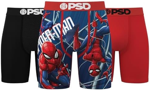 Spiderman Men's 3-Pack Comfort Boxer Brief Underwear, Red, Small