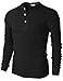 H2H Men's Shirt Long Sleeve Cotton Lightweight Henley T-Shirt Black US L/Asia XL (CMTTL045)