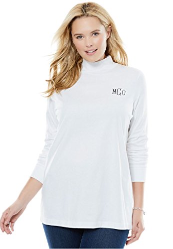 Woman Within Women's Plus Size Perfect Long-Sleeve Mockneck Tee