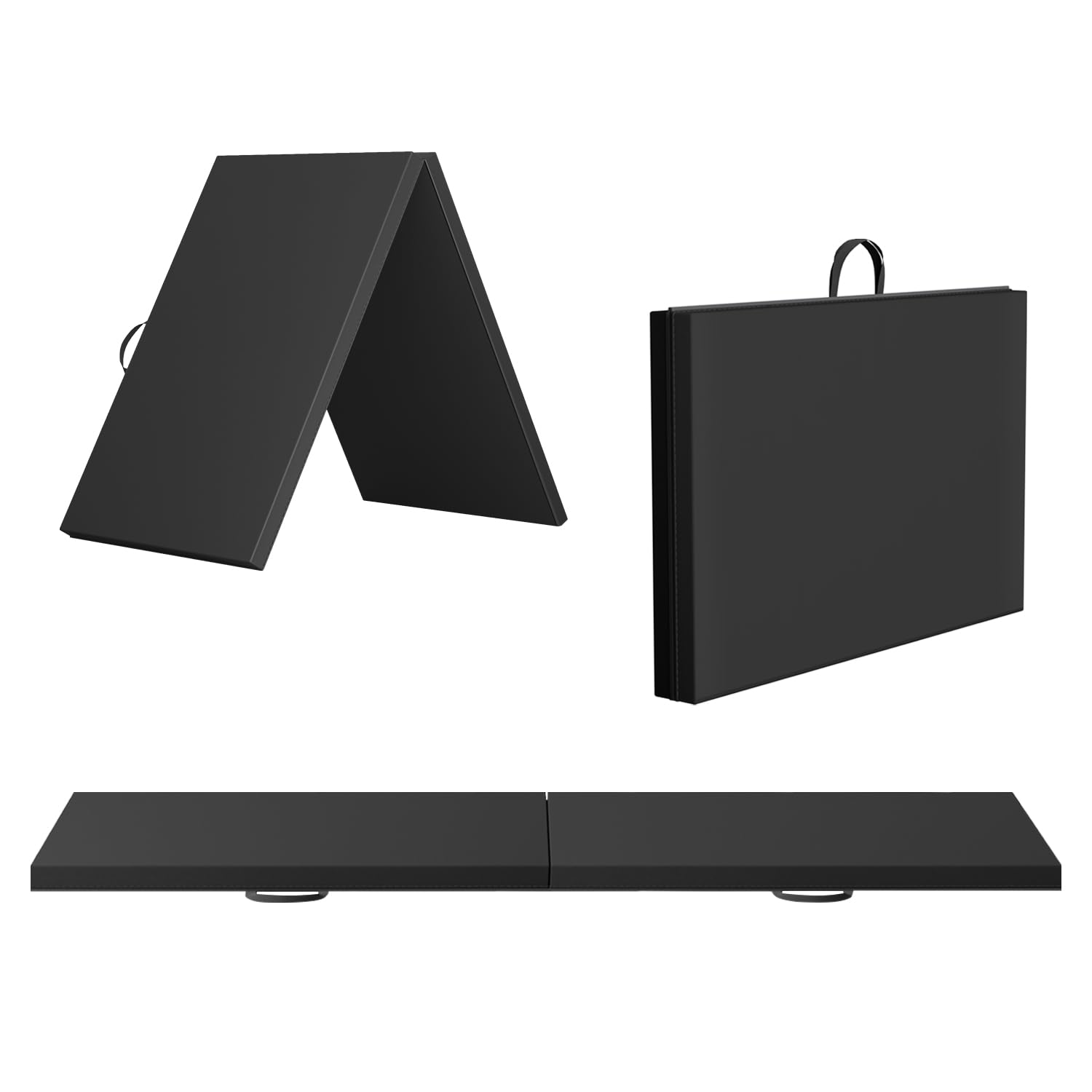 Gymnastics Tumbling Mats Portable Gymnastics Mat 2 Folding Tumbling Mat 2'x6'x1.6"Thick Yoga Mat Exercise Mat with Carrying Handles for home Workout outdoor Yoga Gymnastic Image