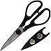 QwelKit Razor Sharp Kitchen Shears, Best Multi-Purpose Heavy Duty Scissors, Comfortable Non-Slip Handles, Free Magnetic Sheath, Perfect for Both Cooking & Home Use! (Black)