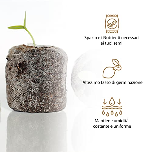 GebEarth - Dischetti Di Torba Per Germinazione, Confezione Da 100 Pz Di Dischetti Di Torba, Ideali Per Far Germinare Tutti I Tipi Di Semi [Aumenta In Modo Significativo Il Tasso Di Germinazione
