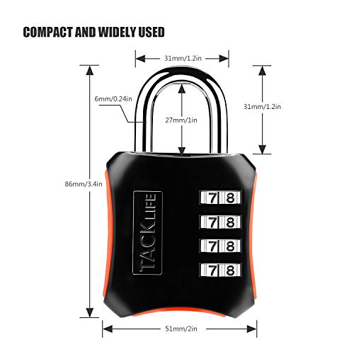 TACKLIFE 2 Pack Combination Lock 4 Digit Padlock for Gym, School, Fence, Case, Toolbox and Hasp Storage-HCL3B