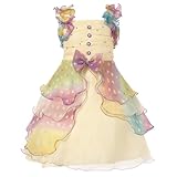 Richie House Girls' Dress with Pastel Ruffles and Pearls Size 3-12Y RH0920