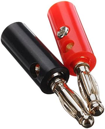 PUAK523 10Pcs Banana Plugs, 4mm Speaker Wire Cable Adapter Plug- Double Screws Locking-Speaker Banana Connector Speaker Wire, AV Receivers, Amplifiers, Wall Plates(Black Red)