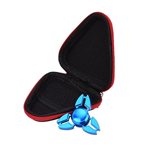 LandFox Fidget Hand Spinner Triangle Finger Toy Focus ADHD Autism Bag Toy Box Case (Red)