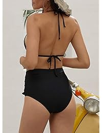 Bikini de cintura alta para dama, 2 piezas, con borlas acolchadas