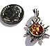 Honey Amber and Sterling Silver Flaming Sun Pendant, 18
