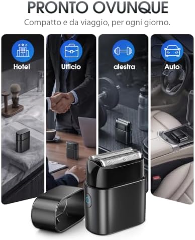 Rasoio Elettrico Barba Uomo, Mini Shaver da Viaggio Compatto 90g
