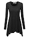 Lock and Love WT953 Womens Round Neck Long Sleeve Rib Trapeze Tunic Top XL Black