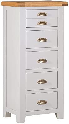 The Furniture Outlet Hampshire Grey Painted Oak 5 Drawer Tallboy