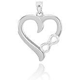 Claddagh Gold 925 Sterling Silver Polished Infinity Open Heart Charm Pendant