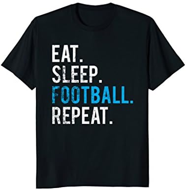 Mens Eat Sleep Football Repeat T-Shirt Football Shirt Large Black